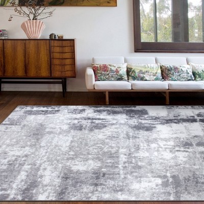 Contemporary Abstract Gray Synthetic 95'' Area Rug