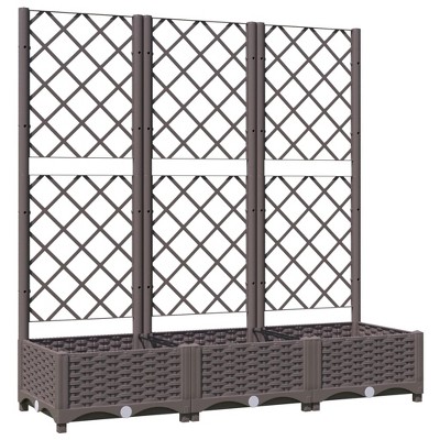 vidaXL Garden Planter with Trellis Brown 47.2"x15.7"x47.8" PP