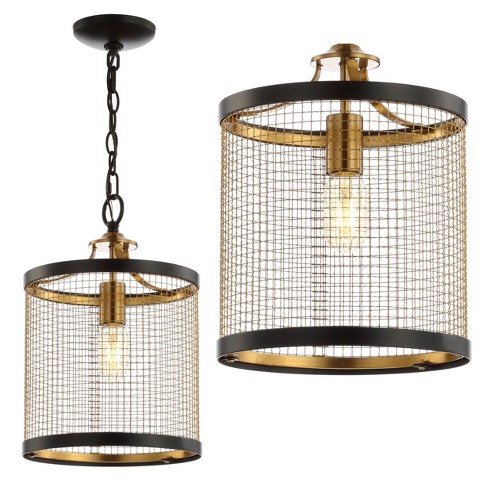 JONATHAN Y Plains Mini Lantern Modern 4-Light 12-in Brass Gold LED