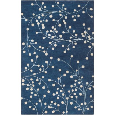 Mark & Day Le Havre 2'x3' Rectangle Tufted Indoor Area Rugs Navy: Wool, Stain-Resistant, Handmade, Floral Pattern, Medium Pile