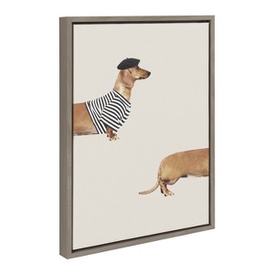 Kate & Laurel All Things Decor 18"x24" Sylvie Long Dog Framed Canvas Wall Art by July Art Prints Modern Weiner Dog - 1 of 4