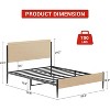 Boho Bed Frame with Natural Rattan Headboard & Solid Wood Footboard - 12.6" Under Bed Storage Space, Noise Free, No Box Spring Needed, Oak - 2 of 4