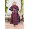 LA LEELA Women's Summer Batik Caftan House Dashiki Dress Kaftan Loungewear Nightshirts for Women Sleepwear Plus size 2X-3X Pink, Tie Dye Design - 4 of 4