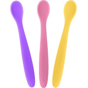 WeeSprout Silicone Baby Spoons, First Stage Infant Feeding Utensils With Soft-Tip, Set of 3 - 1 of 4