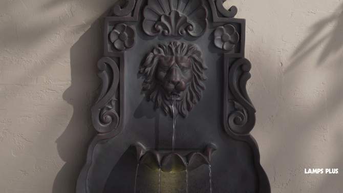 John Timberland Lion Head Rustic 2 Tier Outdoor Wall Water Fountain with LED Light 31 1/2" for Yard Garden Patio Home Deck Porch Exterior Balcony, 2 of 11, play video