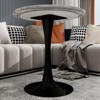 Sapphtopaz Modern Round Dining Table with Black Tapered Pedestal Base Coffee Table with Faux Marble Finish Kitchen Table for Living Room, Gray - 3 of 4