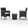 vidaXL 3 Piece Bistro Set Poly Rattan and Tempered Glass Black - 2 of 4