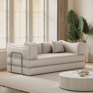 78.8'' Corduroy Modular Convertible Sofa Bed with Removable Backrest, Folding Seat Bag and Semi-Circular Armrests - 1 of 4