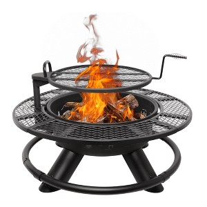 Bestier Fire Pit with Grills Grate, 47" Outdoor Firepit for Outside Wood Burning - 1 of 4