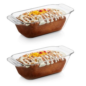 Libbey Baker’s Premium Glass Loaf Baking Dish Set of 2, Stackable Bakeware with GreatGrip Handles, Durable Glass Bread Pans - 1 of 4