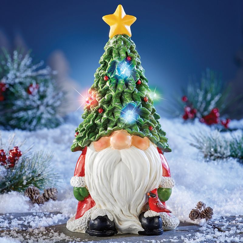 Collections Etc Solar Powered Holiday Gnome Outdoor Statue Decoration, 2 of 3