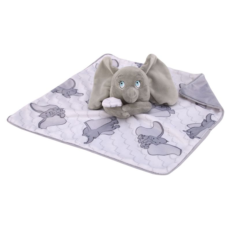 Disney Dumbo Gray and White Super Soft Cuddly Plush Baby Blanket and Security Blanket 2-Piece Gift Set, 4 of 11