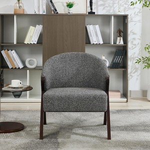 Modern style armchair, PU material, comfortable cushioned reading chair, armless sofa chair, suitable for living room and bedroom - 1 of 4
