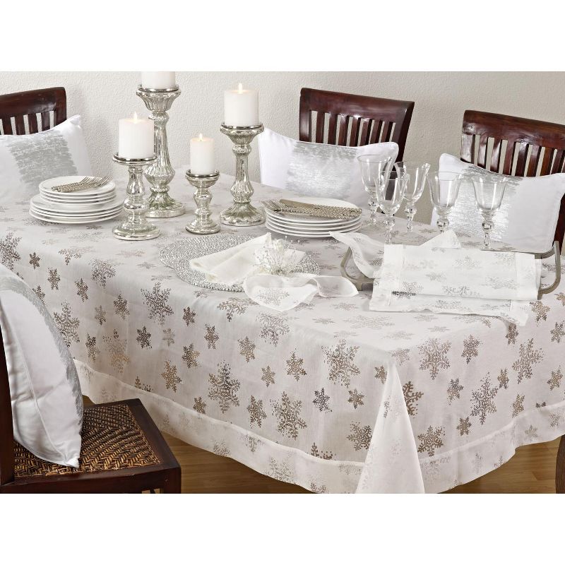 Saro Lifestyle Christmas Tablecloth With Burnout Snowflakes, 2 of 5