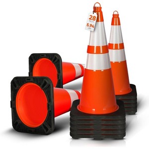 Pyle 28 Fluorescent PVC Safety Traffic Cones (PTCN28X12) - High Visibility Orange - Pack of 12 - 1 of 4