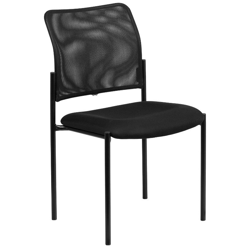Flash Furniture Comfort Black Mesh Stackable Steel Side Chair, 1 of 11