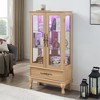Lighted Curio Cabinet with Glass Doors, Adjustable Shelves, LED Lighting, Drawer, Wine & Display Cabinet for Living Room, Home Decor, Storage - 3 of 4