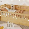 Zeus & Ruta Natural Wood Floor Bed Frame with High Rails, Built-In Light & Storage Shelf for Kids - 4 of 4
