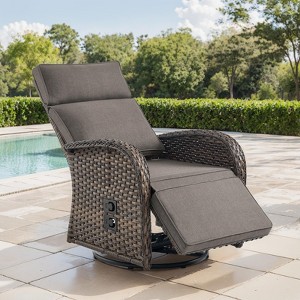Buenhomino Outdoor Swivel Recliner Chair - Reclining Patio Chair with Adjustable Backrest and Footrest, All-Weather Wicker Chaise Lounge Chair - 1 of 4