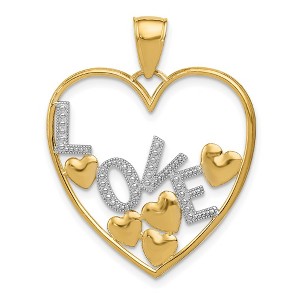 Black Bow Jewelry 14k Yellow Gold and White Rhodium Floating Love Hearts Pendant, 25mm - 1 of 4