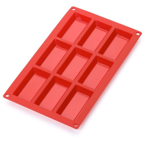 Silicone Brownie Baking Mold, Non-Stick 100% Food Grade (Red, Rectangles)