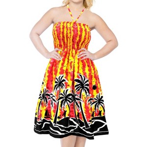 LA LEELA Women's Tube Dress Mini Dress Boho One Size Tart Palm Tree - 1 of 3