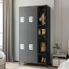 Metal Storage Cabinet with Doors and Shelves, 71” Lockable Garage Cabinet, Black Steel Utility Cabinet for Office, Clothes, Tools, 6 Doors - 3 of 4