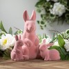Sullivans 5.5" & 4.25" Pink Velveteen Bunny Set of 2, Ceramic - 3 of 3