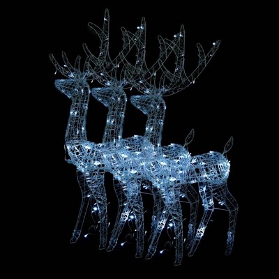 vidaXL Reindeer Christmas Decoration Cold white Acrylic - 2 x 1 x 4 ft - Cold white - 3