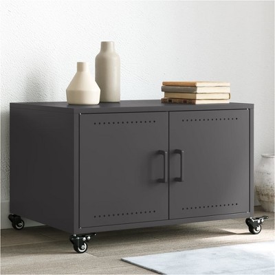vidaXL Coffee Table Black Cold-rolled steel Medium Lockable wheels