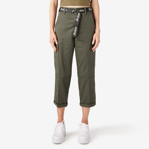 Dickies Women's Skinny Fit Cuffed Cargo Pants, Olive Green (og), 28 : Target