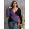 Plus Size Cross Knit Sweaters Women Pullover Wrap Winter Fall Sweater V-Neck Slim Fit Going Out Warm Tops - 2 of 4