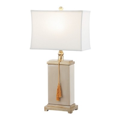 Amiliana 32 Inch Cream Ceramic Tassel Table Lamp with White Shade