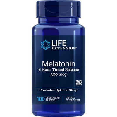 Melatonin 6 Hour Timed Release 300 mcg by Life Extension  -  100 Vegetarian Tablets
