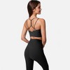 Anna-Kaci Women's Strappy Back Sports Bra with Contrast Detail and Scoop Neck - 4 of 4