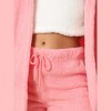 cheibear Women's Fuzzy Fleece Soft Coat Jacket and Crop Top with Shorts 3-Piece Pajamas Lounge Set - 4 of 4