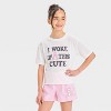 Girls' Care Bears Graphic T-Shirt & Boxer Pajama Set - White - 3 of 4