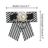 INSPIRE CHIC Women's Striped Rhinestone Bow Tie Fashion Faux Pearl Bow Tie Pin with Hanging Chain - 2 of 4