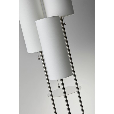 Brushed Steel Multi-Light Floor Lamp with Acrylic Shelves