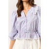 Women's Floral Print Puff Sleeve Top - lalavon - 4 of 4