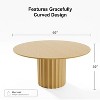 PexFix 60" Solid Wood Round Dining Table Kitchen Table for 6-8 with Tabletop and Fluted Cylindrical Base for Living/Dining Room Coffee Office Natural - 4 of 4