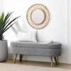 Lyngins Handcrafted Fabric Oval Storage Ottoman Bench, Pleated Design Ottoman with Storage, Storage Bench with Rubber Wood Legs for Living Room - 4 of 4