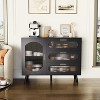 Black Sideboard Buffet Cabinet - Fluted Glass Door & Drawers, Multi-Functional Storage for Kitchen, Dining Room, Living Room, Black - 2 of 4