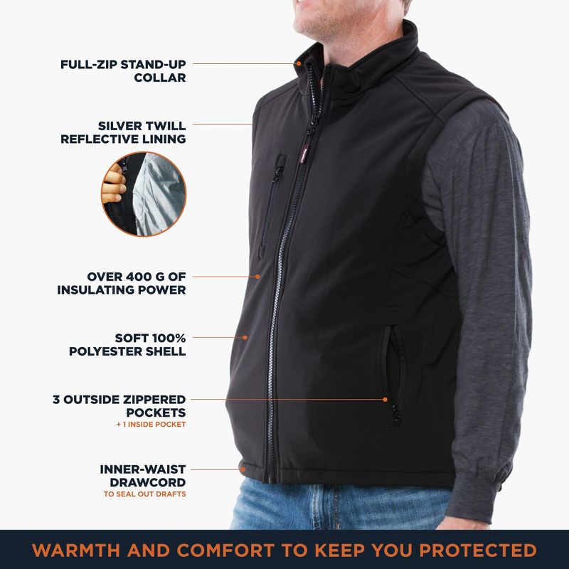 RefrigiWear Men's Warm Insulated Softshell Vest Water-Resistant -20F Protection, 3 of 7