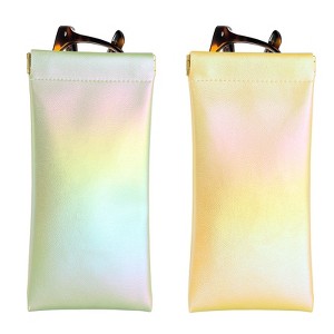 Unique Bargains Travel PU Leather Soft Squeeze Top Sunglass Pouch Organizer 2 Pcs - 1 of 4