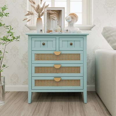 WhizMax Drawer Chest Home Office Storage Cabinet Natural Rattan Woven ...