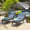 ARDEN Outdoor Chaise Cushion, 22 x 77, Rain-Proof, Fade Resistant Blue Garden Floral - 3 of 4