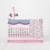 Bacati - Little Dino Girls Fucshia/Aqua Solid Long Crib Rail Guard Cover - 4 of 4
