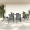 vidaXL Patio Dining Set Outdoor Table and Chair Black Steel and Textilene - 55.1" Table Length 6 Pieces - 2 of 4