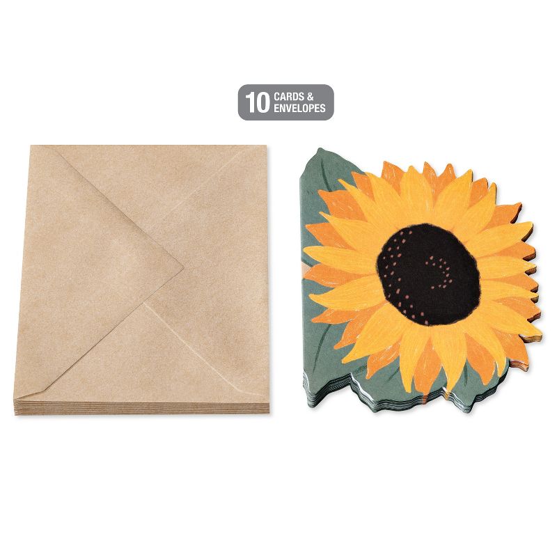 10ct All Occasion Blank Thank you Cards &#39;Sunflower&#39;, 2 of 4